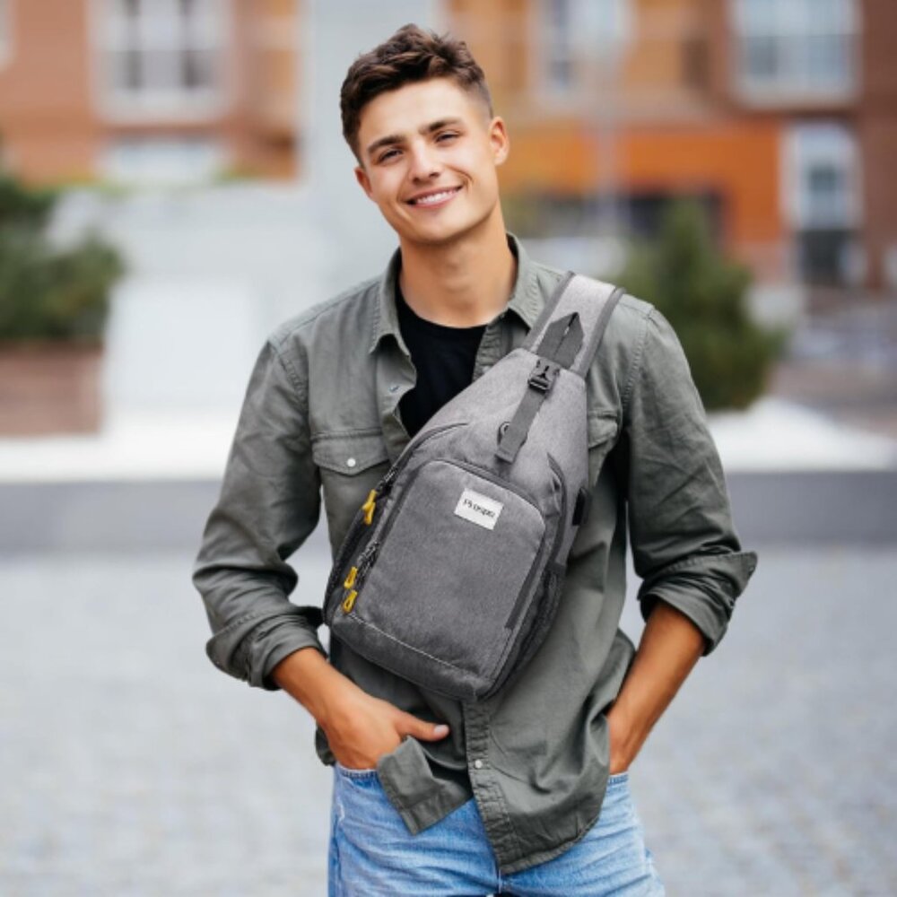 Unisex Sling bag Crossbody daypack Travel Outdoor USB Charging Port Cycling Bag